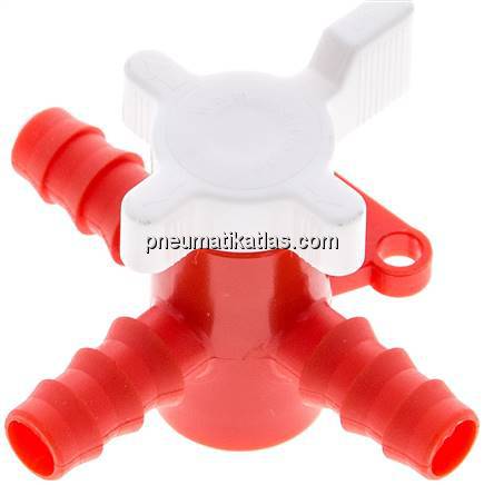 3-Wege Labor-Schlauchhahn (PE/PP), 9 (3/8") mm, T-Bohrung