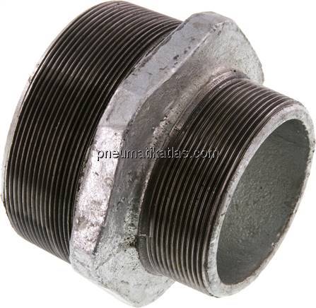 Doppelnippel R 4"-R 3", Temperguss verzinkt