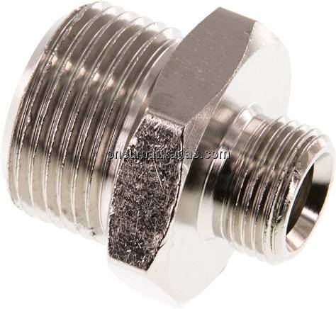 Doppelnippel G 3/4"-G 3/8", Messing vernickelt