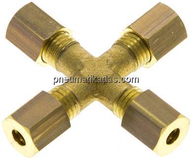 Kreuz-Klemmringverschraubung 4 (M8x1)mm, Messing