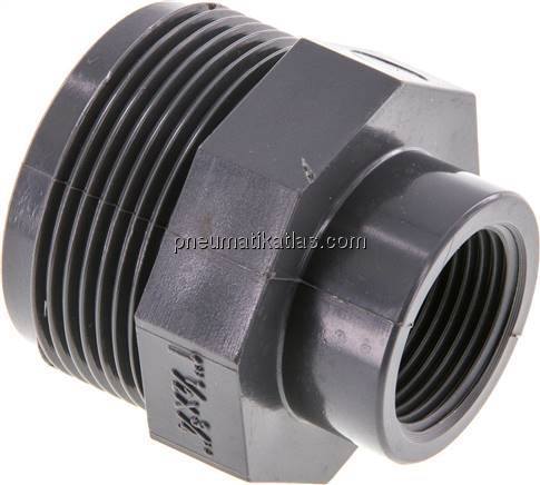 Reduziernippel G 1-1/2"(AG)-Rp 3/4"(IG), PVC-U