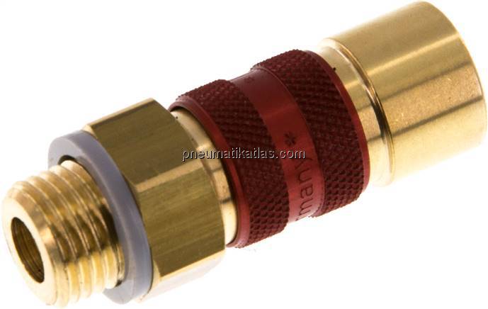 Kupplungsdose (NW5) G 1/4"(AG), rot, Achteck SW10