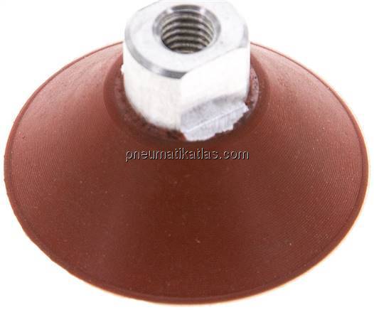 Flachsauger, Ø 30x3mm, M 5, Silikon (60A), rot