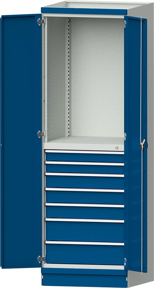 Modulschrank Modell 3005 B715xT720xH2200mm RAL 7035/5012 7 Schubladen