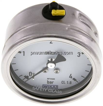 Chemie-Manometer waagerecht, 63mm, 0 - 4 bar