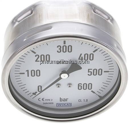 Manometer waagerecht (CrNi/Ms), 100mm, 0 - 600 bar