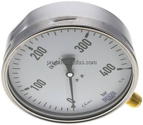 Manometer senkrecht (CrNi/Ms), 160mm, 0 - 400 bar