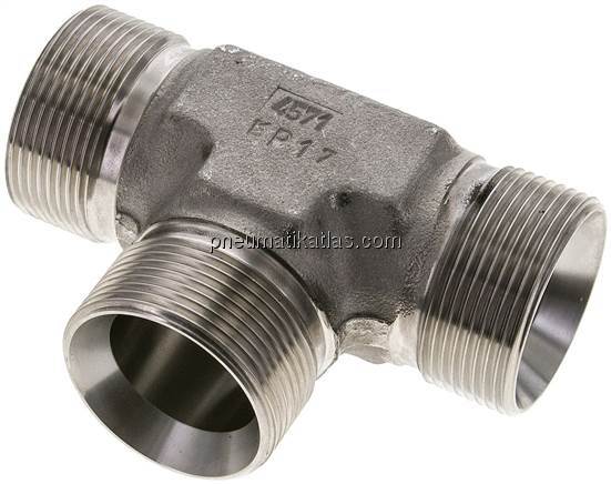 T-Stück, 60°Konus G 1-1/2"-G 1-1/2"-G 1-1/2" (AG), V4A