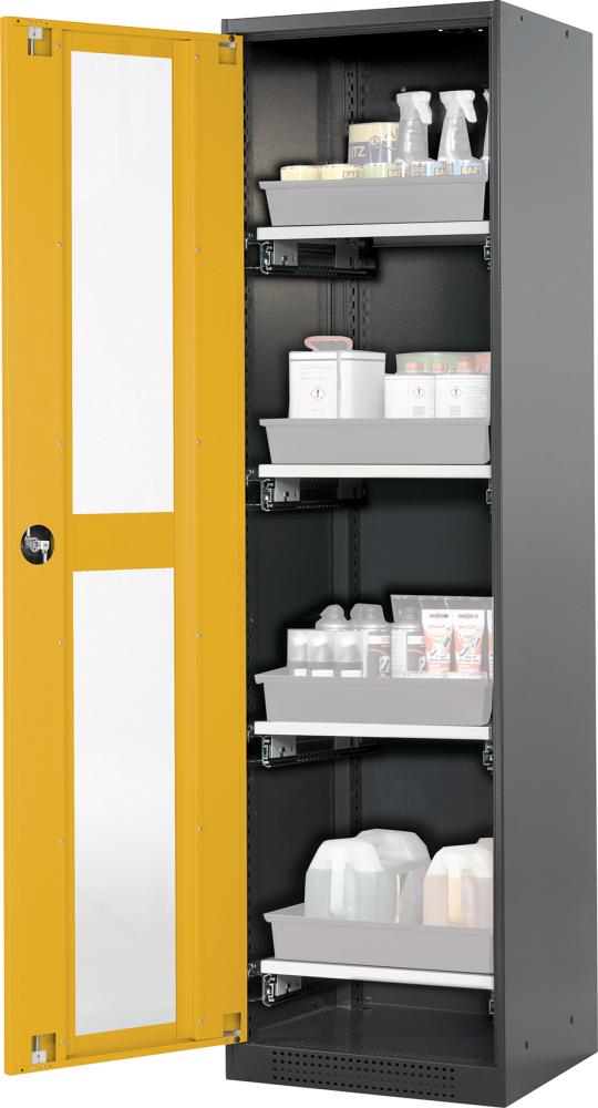 Chemikalienschrank Glasa.545x1950 1Tür,gelb,4Ausz