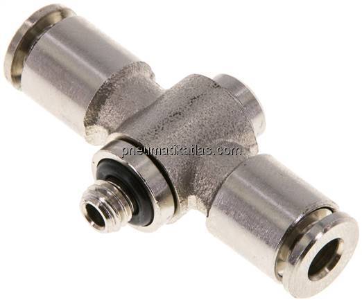 Kompakt-Steckanschluss, T-Stück, einfach, Messing vernickelt