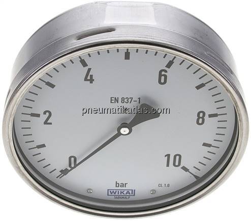 Manometer waagerecht (CrNi/Ms), 160mm, 0 - 10 bar