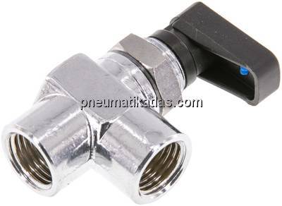 Messing-Mini-Winkelkugelhahn, G 1/4", PN 20, Schalttafelm.