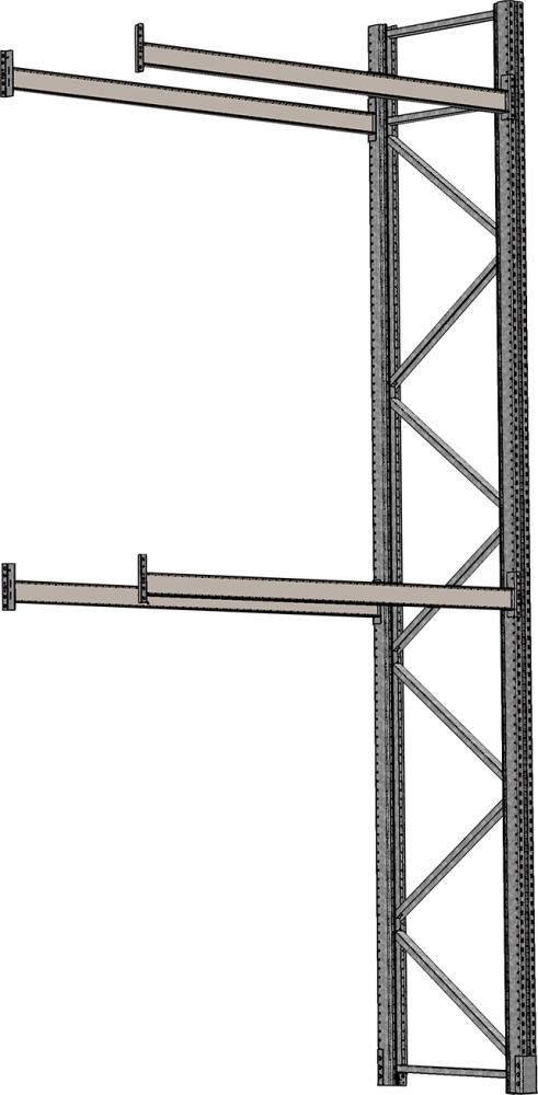 Palettenregal verzinkt 1 Feld á 2700 mm H 6000xT 1100mm 4 Holme 3000 kg