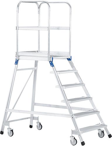 Podesttreppe einseitig 6 Stufen Podesthöhe 1,44 m ZARGES