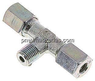 T-Schneidringverschraubung M 10x1 (konisch)-6 L (M12x1,5), Stahl verzinkt