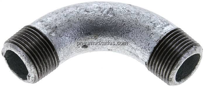 90°-Bogen R 3/4" (AG), Temperguss verzinkt