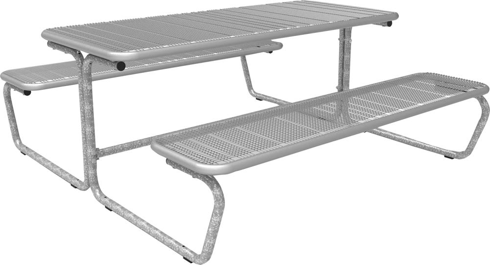 Bank-Tisch-Kombination PALMA, Drahtgitter Nutzbreite 1770mm RAL 9006