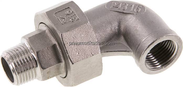 Winkel-Verschraubung konisch dichtend Rp/R 3/8"(IG/AG)