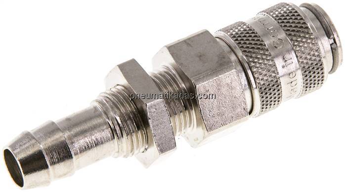 Schott-Kupplungsdose (NW5) 9 (3/8")mm Schlauch, Messing vernickelt