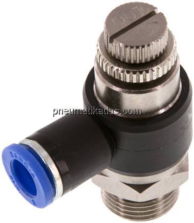 Winkel-Drosselrückschlagventil G 3/8"-8mm,abluftregelnd (Standard)