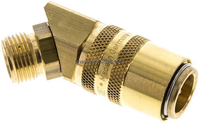 45°-Temperierkupplungsdose 13mm Zapfen,G 3/8"(AG)