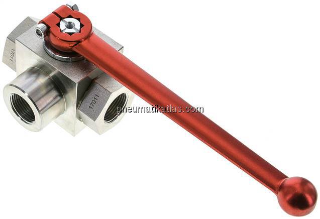 Hochdruck-3-Wege Kugelhahn, T-Bohrung, G 3/4", 0 - 420bar