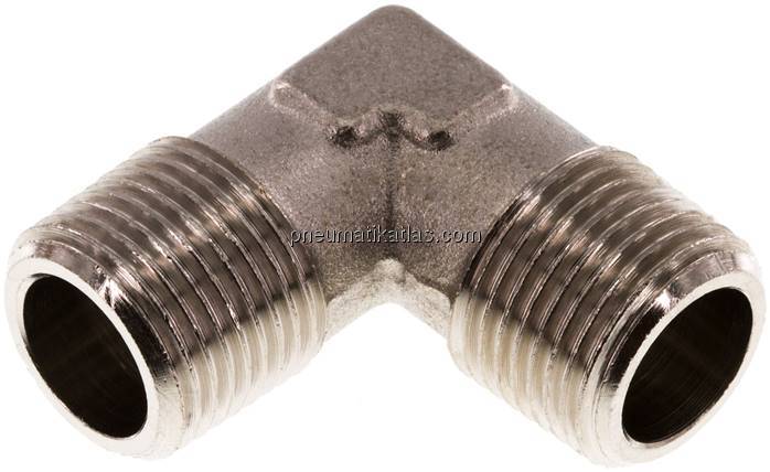 90°-Winkel R 3/8" (AG), Messing vernickelt