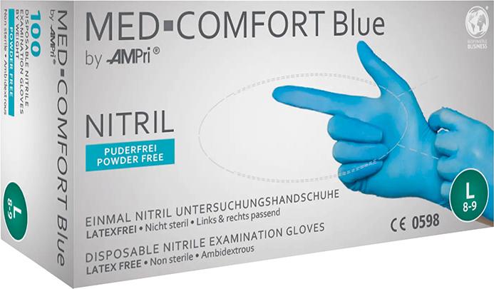 Einweghandschuhe Nitril, MED COMFORT BLUE, puderfrei, Gr.2XL