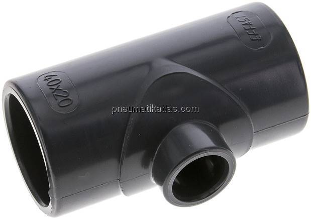 Klebemuffen-T-Stück, reduziert, PVC-U, 40x20x40mm