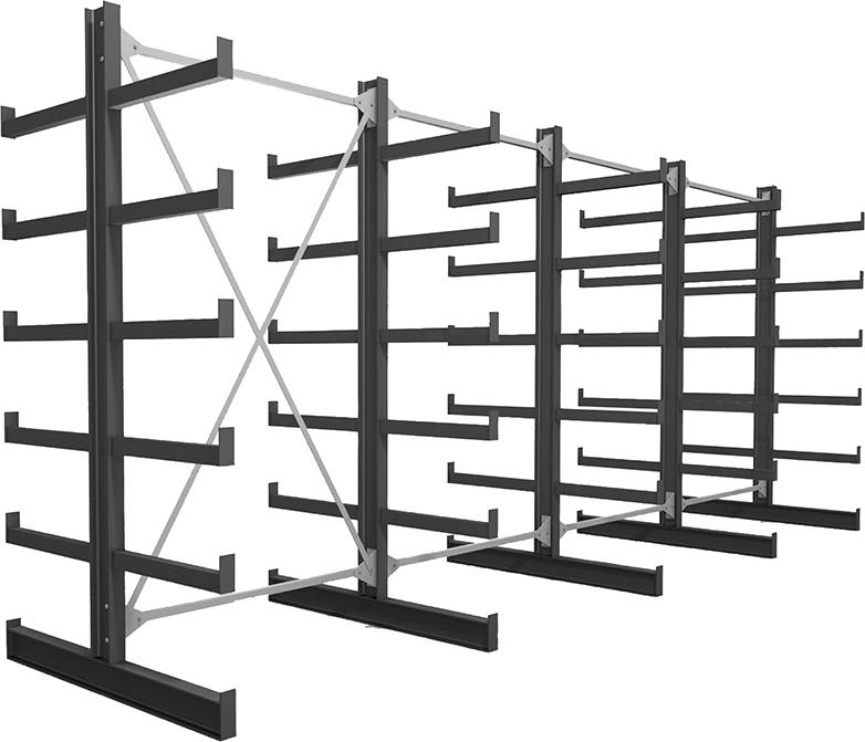 4 Felder/5 Ständer Tragkr. /Arm 200kg Ständerlast/Seite 1000 kgStänderprofil: IPE 100