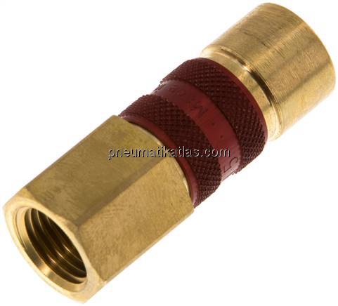 Kupplungsdose (NW5) G 1/4"(IG), rot, Achteck SW10