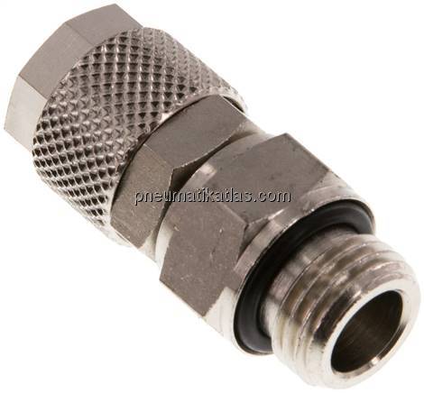 Gerade Drehverschraubung G 1/4"-10x8mm, Messing vernickelt