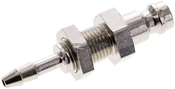 Schott-Kupplungsstecker (NW5) 4mm Schlauch, Messing vernickelt