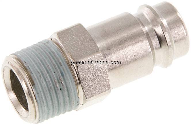 Kupplungsstecker (NW10) R 3/8"(AG), Stahl gehärtet & vernickelt