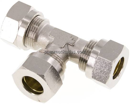 T-Schneidringverschraubung 15 L (M22x1,5), Messing vernickelt