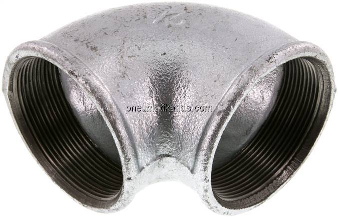 90°-Winkel Rp 2-1/2"-Rp 2-1/2", Temperguss verzinkt