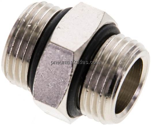 Doppelnippel G 3/8"-G 3/8", Messing vernickelt (Elastomerdichtung)