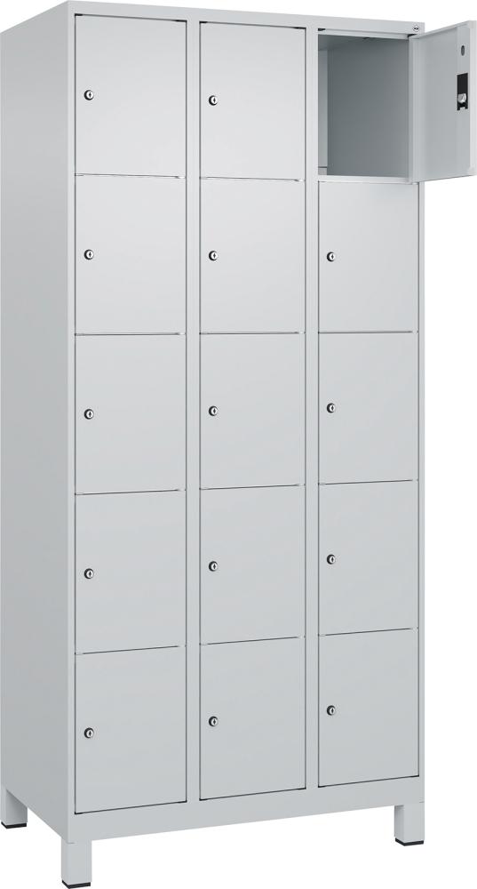 Fächerschrank mit Füßen B900xT500xH1950 Korpus RAL 7035 LichtgrauTüren RAL 7035 Lichtgrau