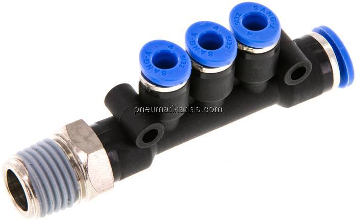 Steckanschluss-Mehrfachvert. R 1/4"-6mm-4mm, IQS-Standard