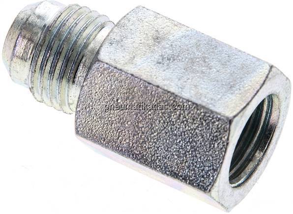 Reduziernippel UNF 9/16"-18(JIC-AG)-G 1/4"(IG), Stahl verzinkt