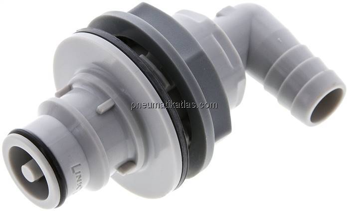 Schott-Winkel-Kupplungsstecker (HF) mit Schlaucht., Polypropylen