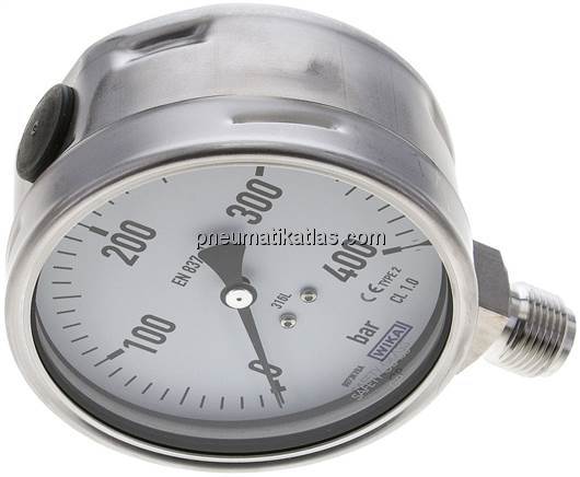 Chemie-Manometer senkrecht, 100mm, 0 - 400 bar