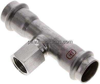 Pressfitting, T-Stück, 22mm, Rp 1/2" IG, 1.4404