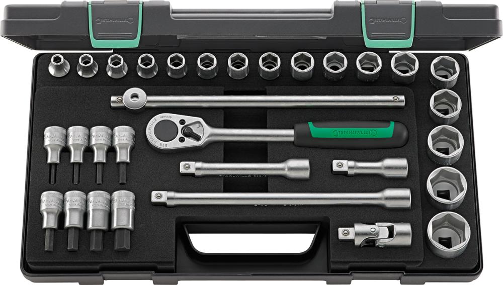 Steckschlüssel-Garnitur 1/2" 52/54/25/6 KN 31-teilig Stahlwille