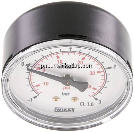 Vakuummeter, 63mm, waagerecht , -1 bis 3