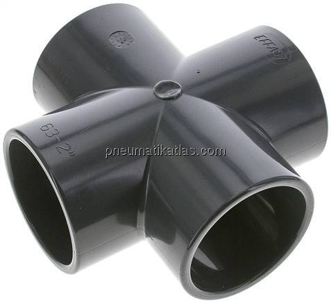 Klebemuffen-Kreuzstück, PVC-U, 63mm