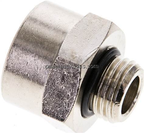 Reduziernippel G 1/4"(AG)-G 3/8"(IG), Messing vernickelt (Elastomerabdichtung)