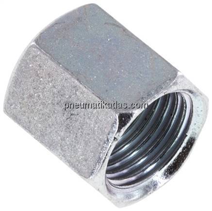 Überwurfmutter DN3, M 10x1, Bohrung 6,5mm, Stahl verzinkt