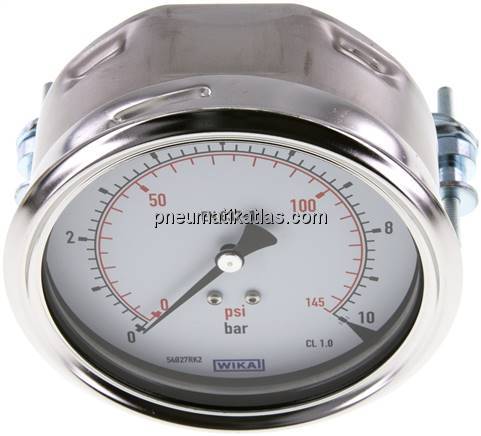 Einbaumanometer, 3-kant-Frontring, 100mm, 0 - 10 bar