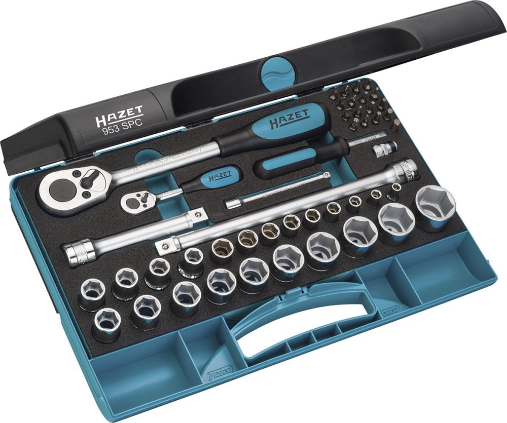 Steckschlüssel-Garnitur 1/4"+1/2" 953SPC 47-teilig Hazet